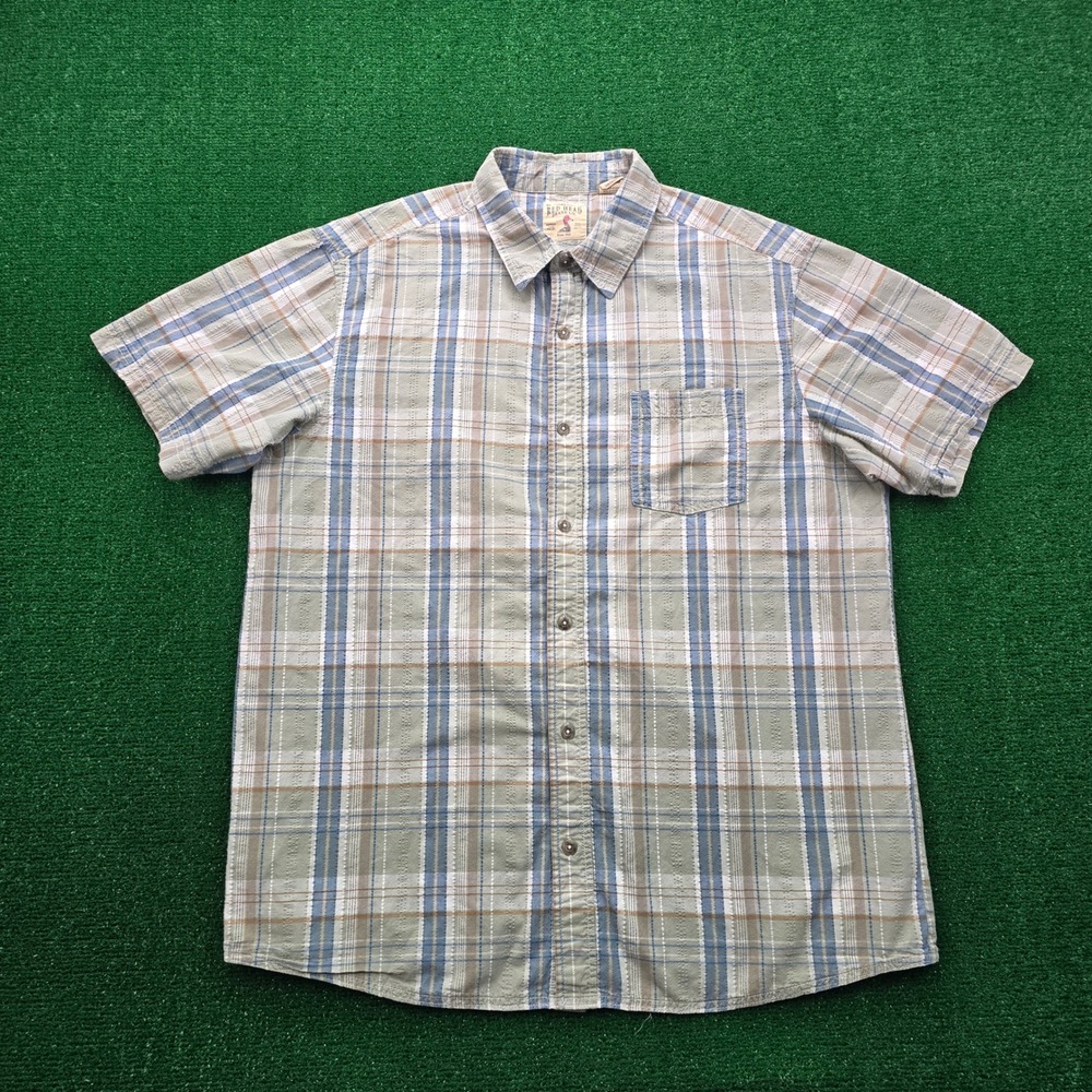 RedHead Brand Shirt Mens XL Plaid Button Up Outdoors Hiking Fishing Textured